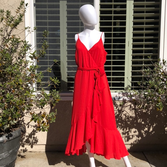 J. Crew Dresses & Skirts - J. Crew Red Sleeveless Ruffle Midi Dress Sz 14